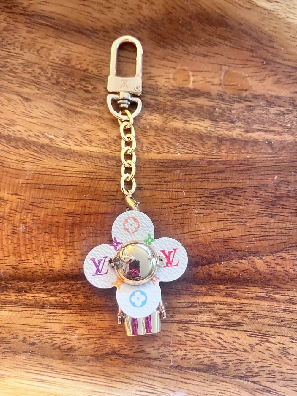 Louis Vuitton White Multicolor Monogram Flower Key Holder Charm